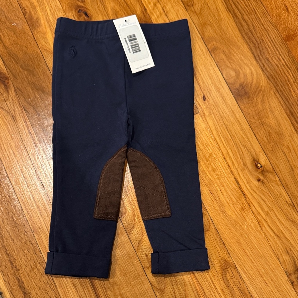 Baby Girl Riding Navy and Brown Leggings